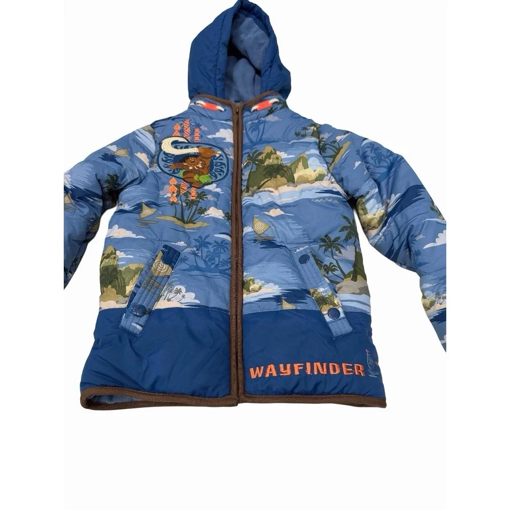 Disney Store Moana Wayfinder Maui Full Zip Hooded Puffer Jacket Sz 5/6